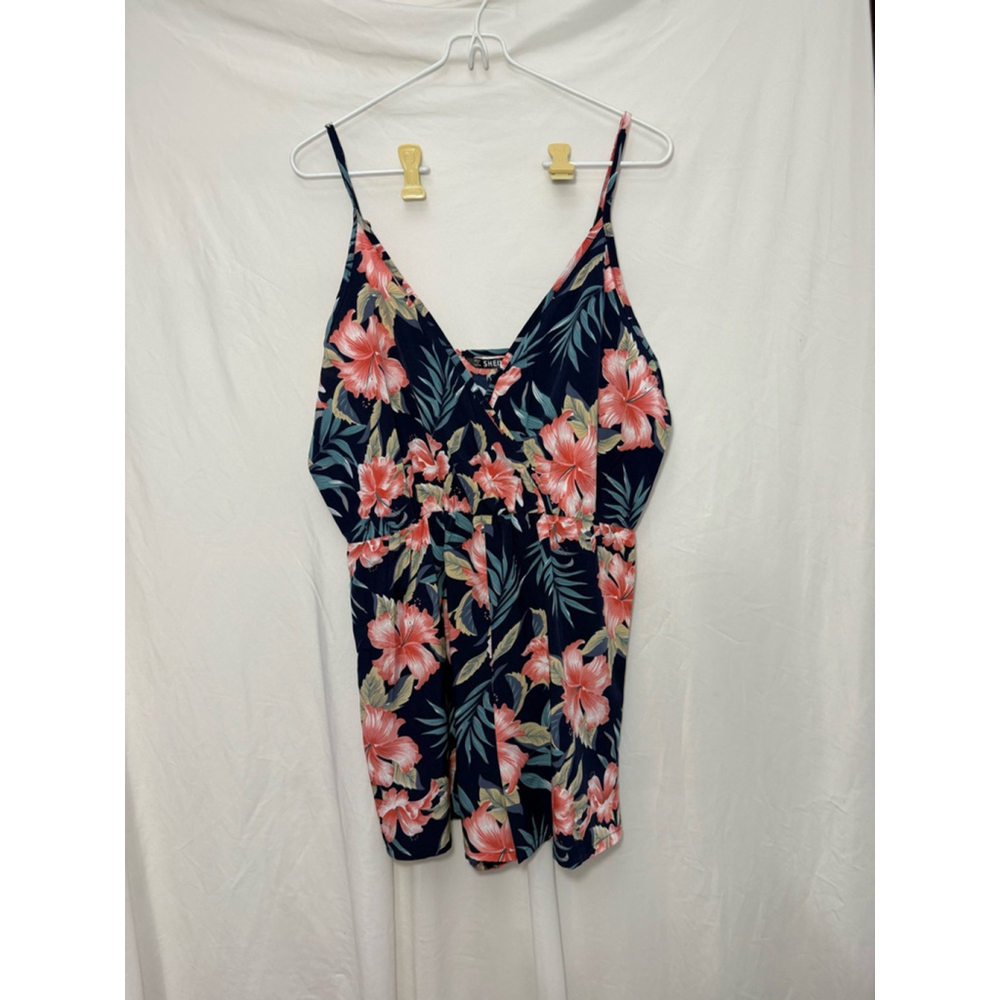 Women's SHEIN Floral Romper Size M Blue/Pink